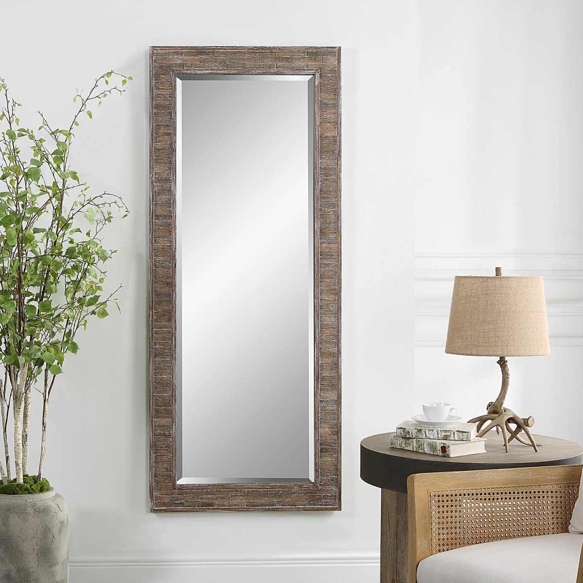 Distressed Weathered Pine Full Length Mirror - Uttermost - Rectangular Mirrors by Modest Hut