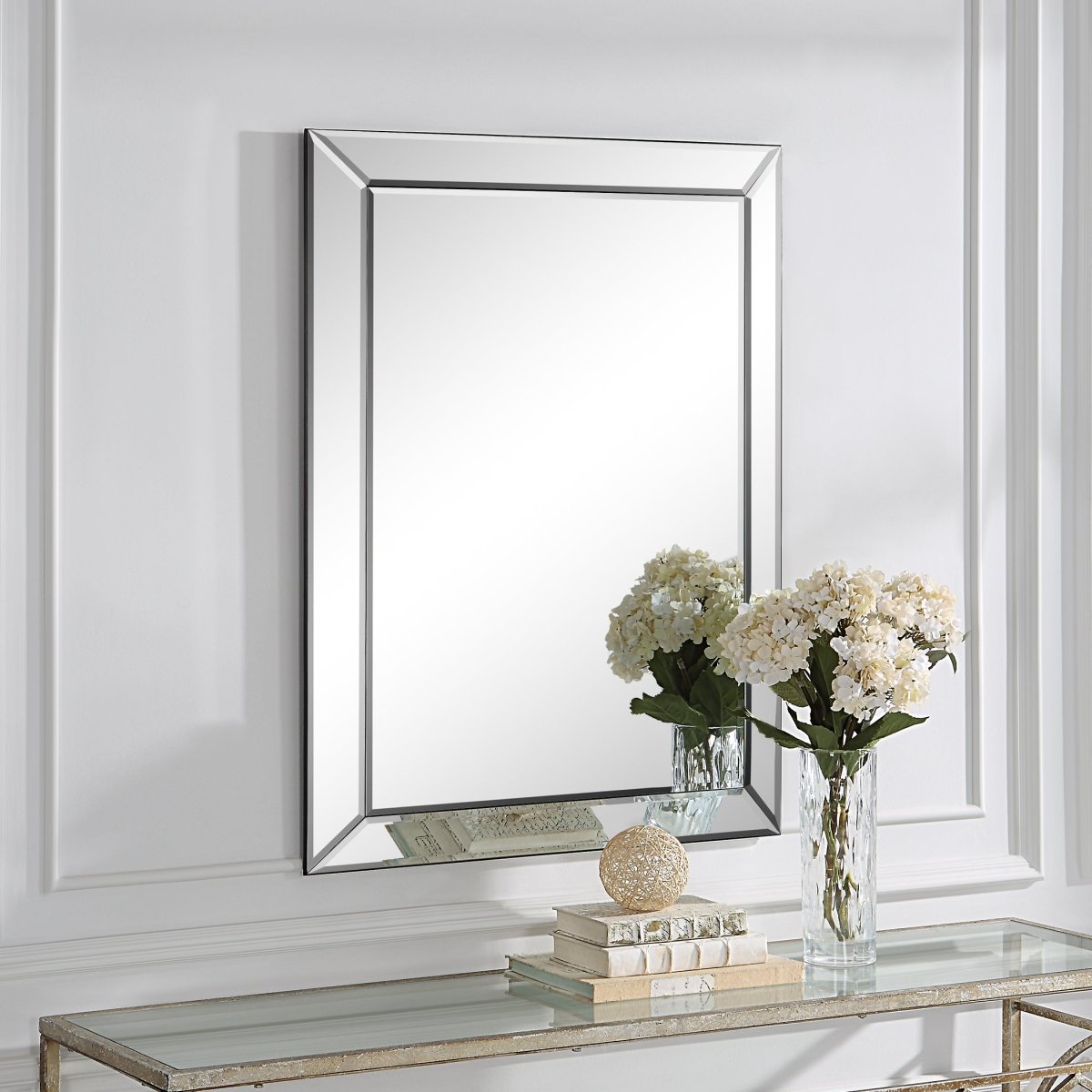 Elegant Frameless Beveled Panels Mirror - Uttermost - Rectangular Mirrors by Modest Hut