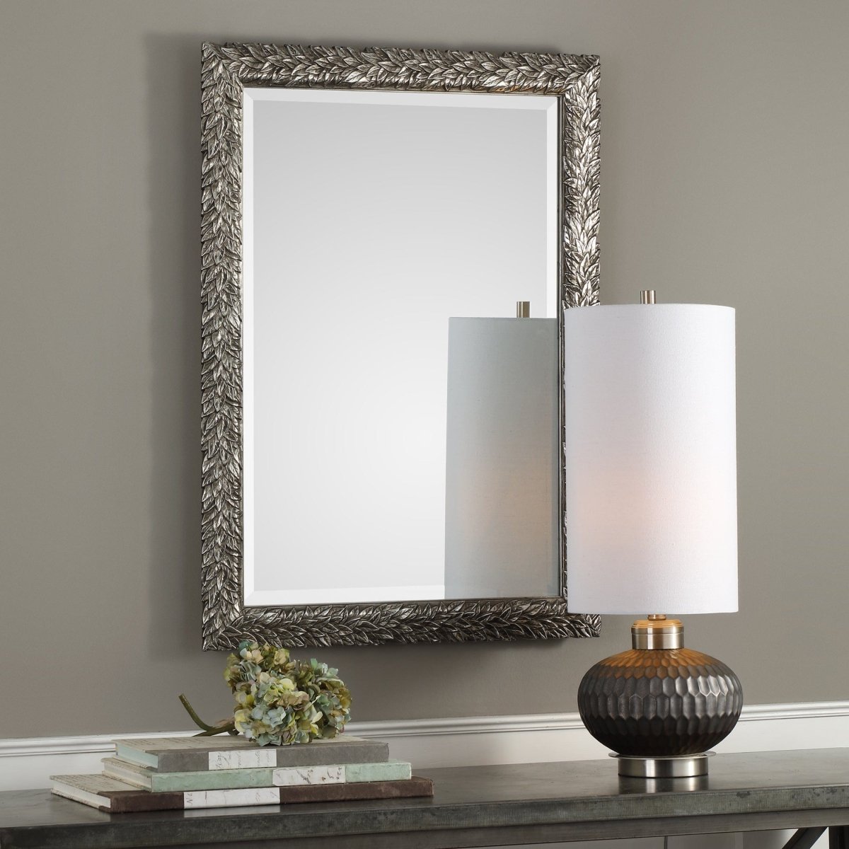 Evelina Silver Leaves Mirror - Uttermost - Rectangular Mirrors by Modest Hut