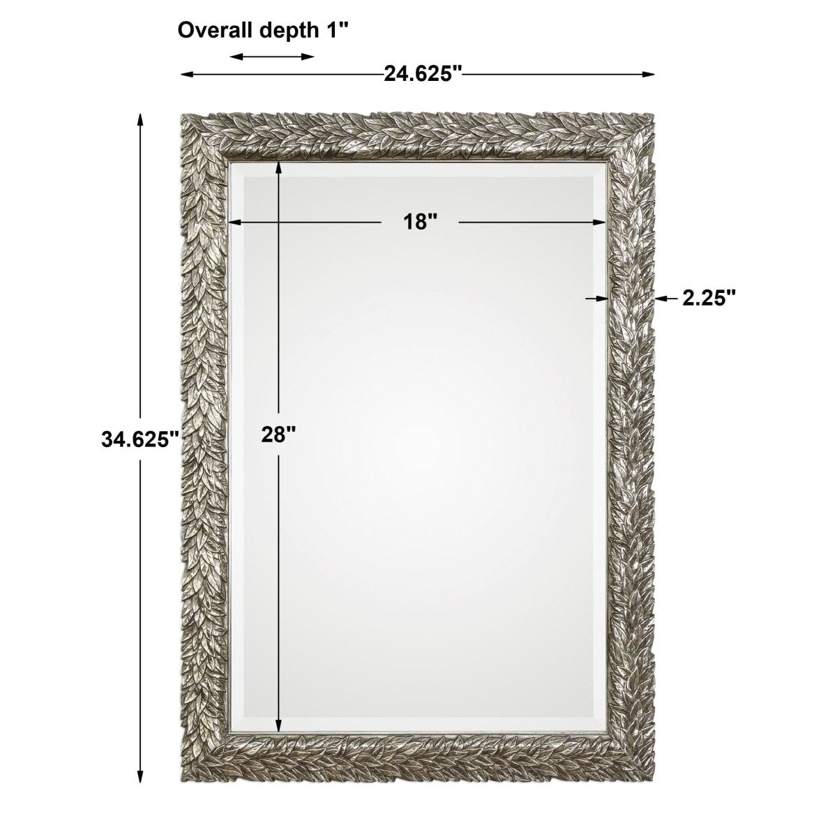 Evelina Silver Leaves Mirror - Uttermost - Rectangular Mirrors by Modest Hut