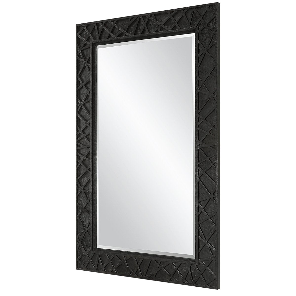 Everest Satin Black Mirror - Uttermost - Rectangular Mirrors by Modest Hut