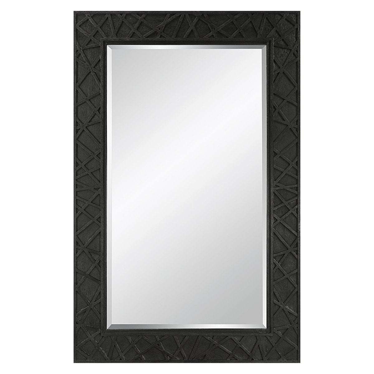 Everest Satin Black Mirror - Uttermost - Rectangular Mirrors by Modest Hut