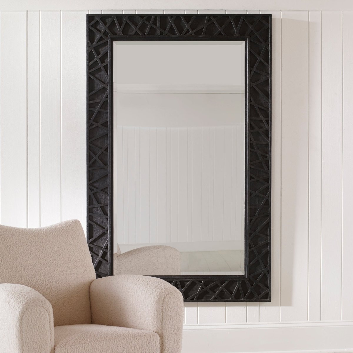 Everest Satin Black Mirror - Uttermost - Rectangular Mirrors by Modest Hut