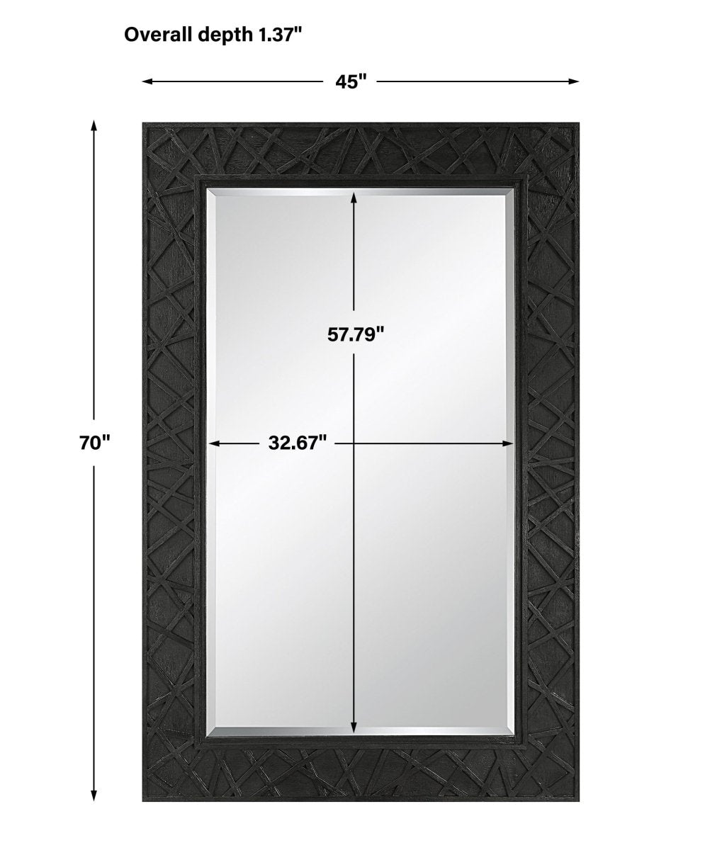 Everest Satin Black Mirror - Uttermost - Rectangular Mirrors by Modest Hut