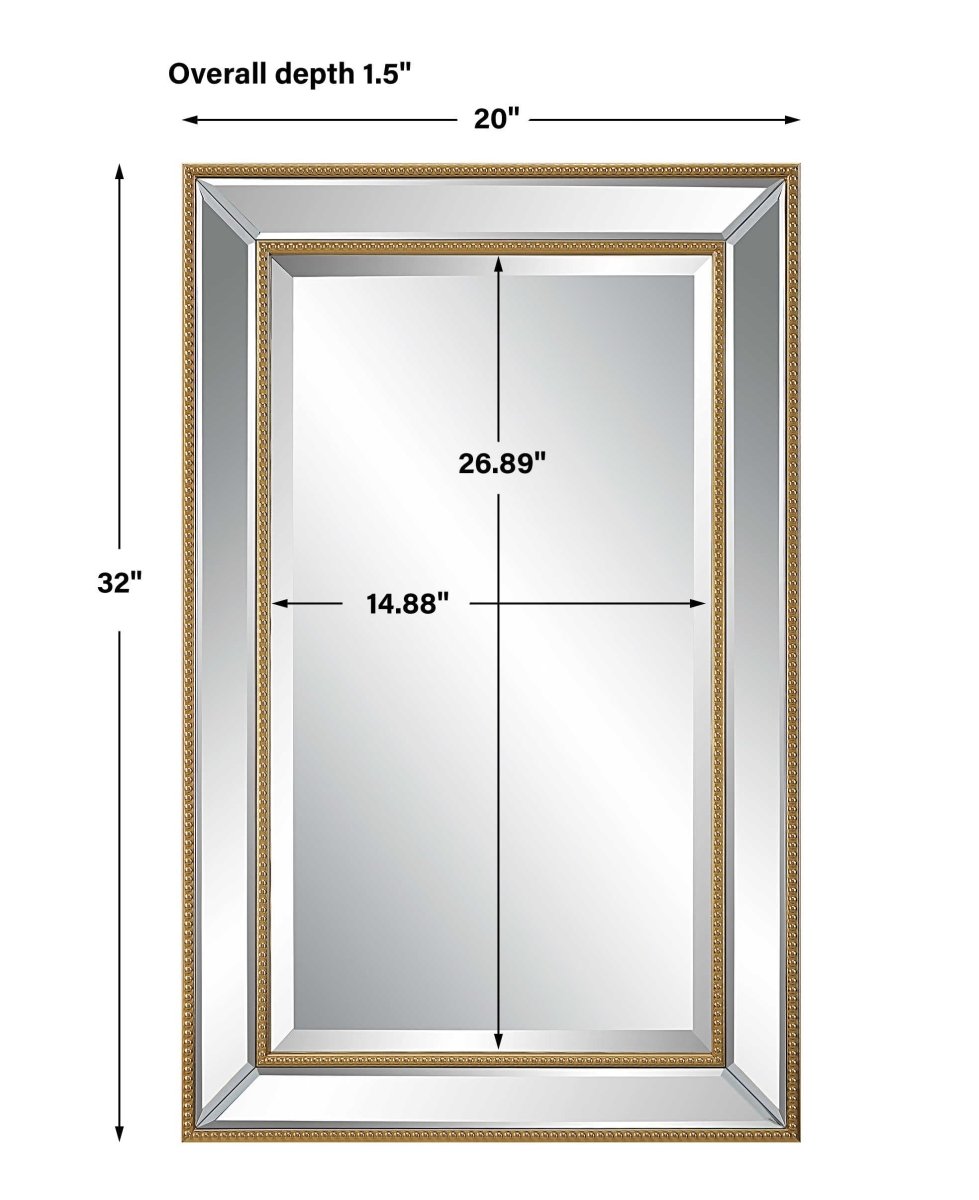Gold Beaded Rectangular Mirror - Uttermost - Rectangular Mirrors by Modest Hut