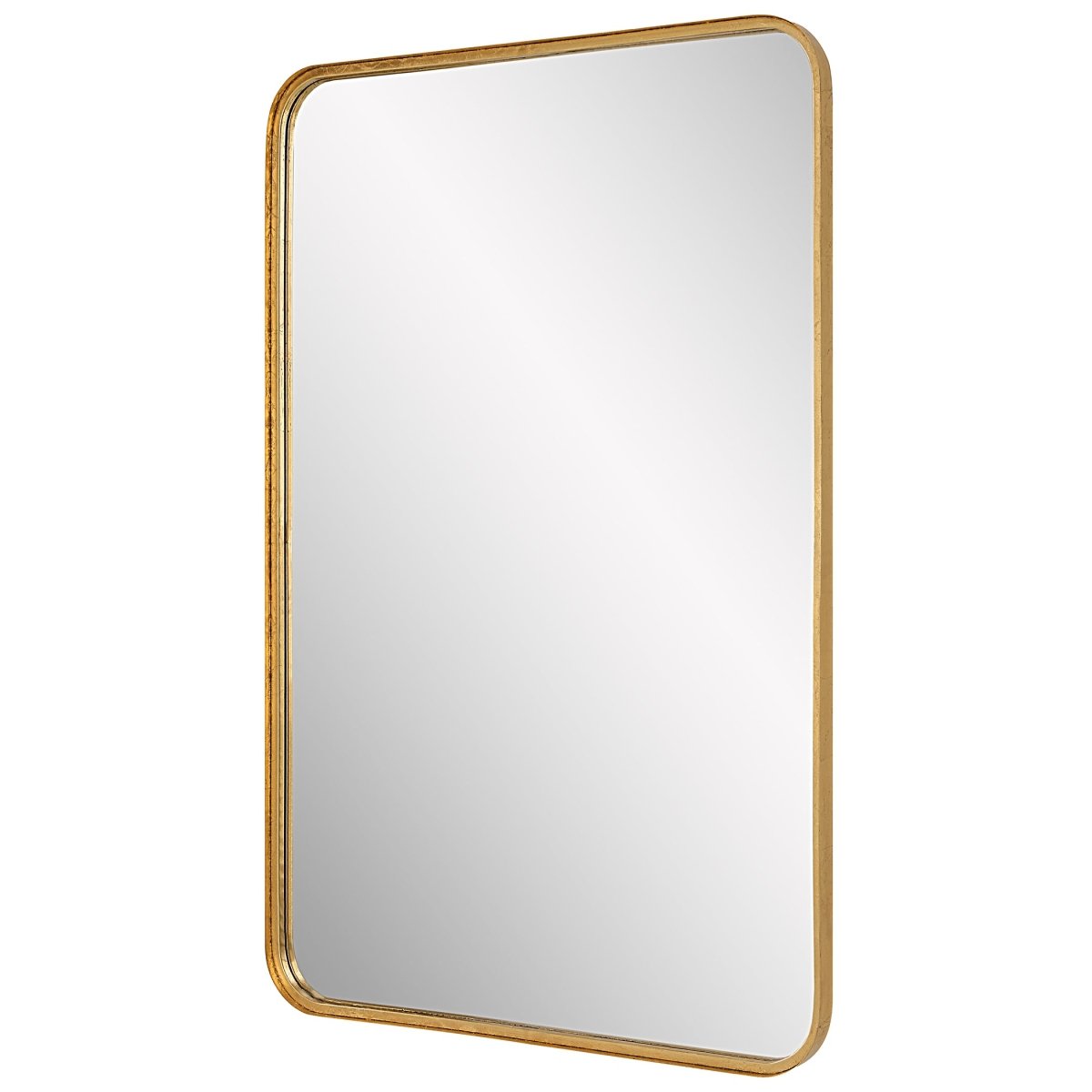 Gold Leaf Rounded Corner Metal Frame Mirror - Uttermost - Rectangular Mirrors by Modest Hut