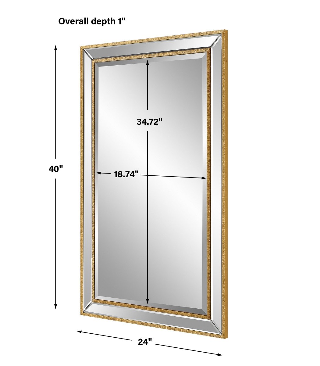 Gold Organic Textured Beveled Mirror - Uttermost - Rectangular Mirrors by Modest Hut