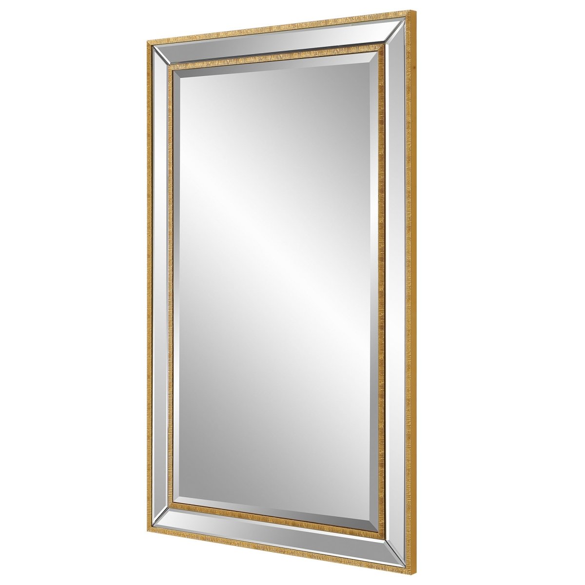 Gold Organic Textured Beveled Mirror - Uttermost - Rectangular Mirrors by Modest Hut