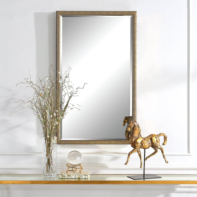 Gold Textured Beveled Frame Mirror - Uttermost - Rectangular Mirrors by Modest Hut