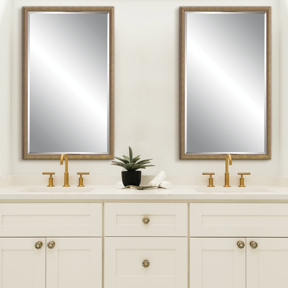 Gold Textured Beveled Frame Mirror - Uttermost - Rectangular Mirrors by Modest Hut