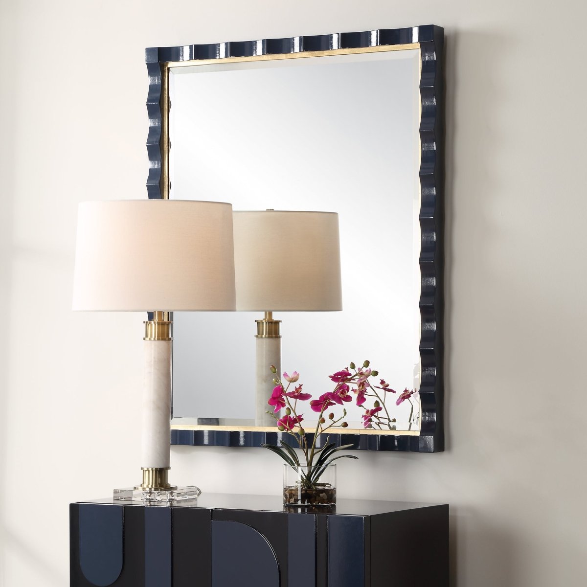 Gulf Navy Blue Mirror - Uttermost - Rectangular Mirrors by Modest Hut