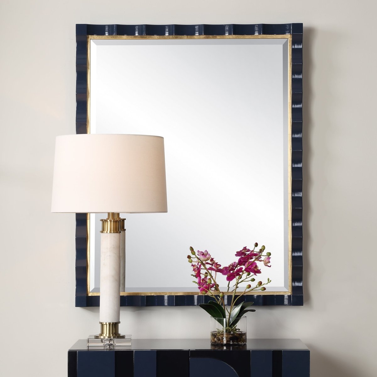 Gulf Navy Blue Mirror - Uttermost - Rectangular Mirrors by Modest Hut