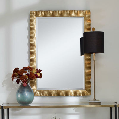 Haya Rectangular Gold Mirror - Uttermost - Rectangular Mirrors by Modest Hut