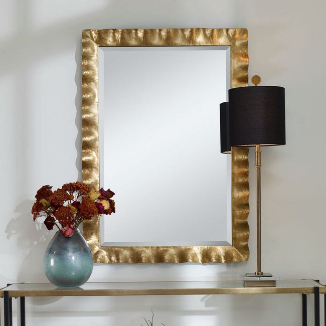 Haya Rectangular Gold Mirror - Uttermost - Rectangular Mirrors by Modest Hut