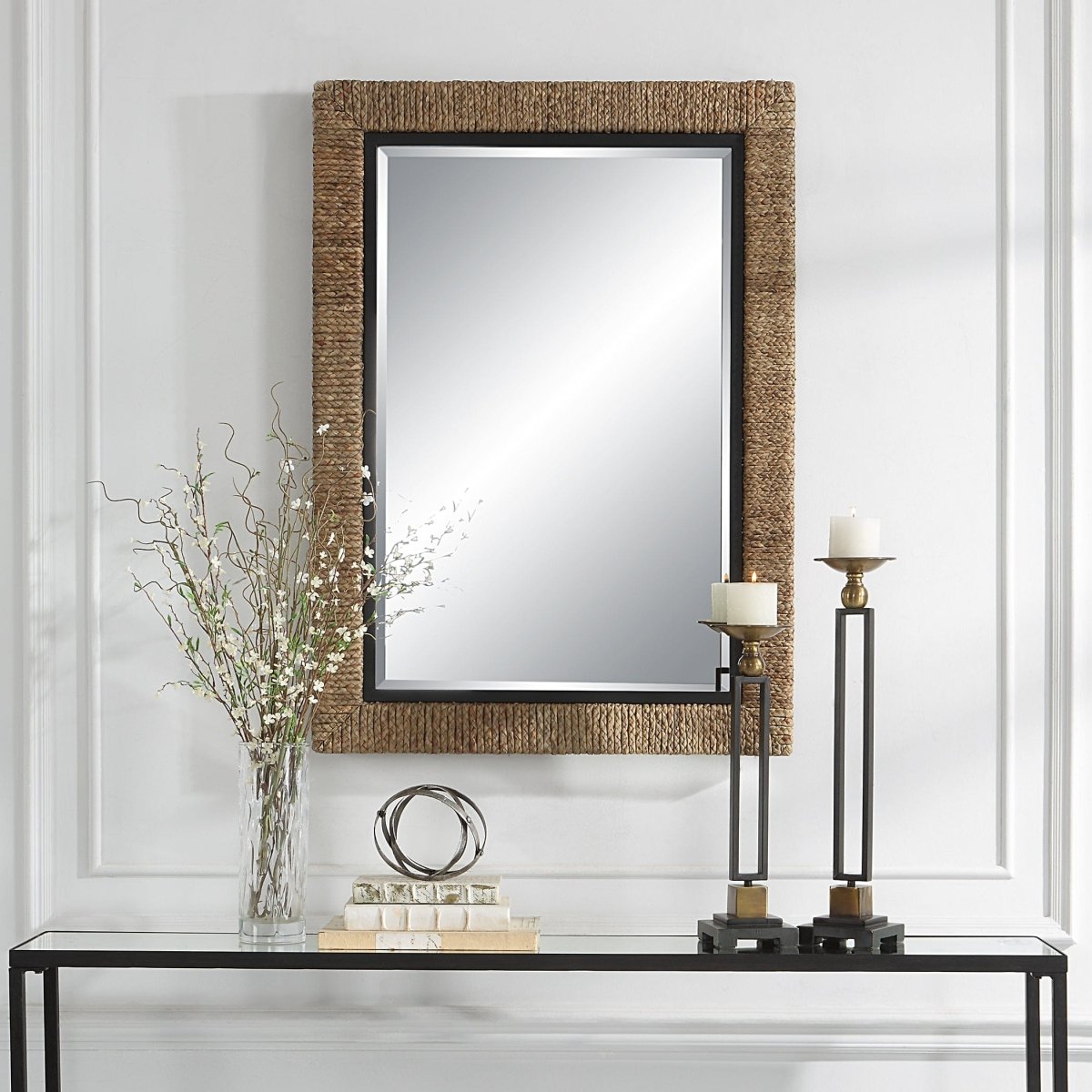 Island Braided Straw Mirror - Uttermost - Rectangular Mirrors by Modest Hut