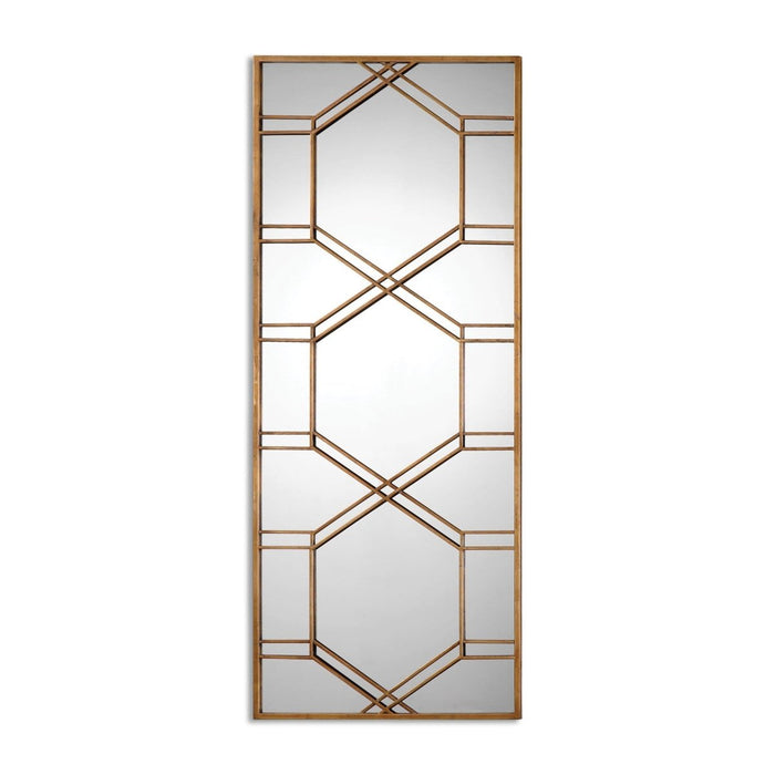 Kennis Large Gold Leaf Rectangular Mirror for dining room or living room
