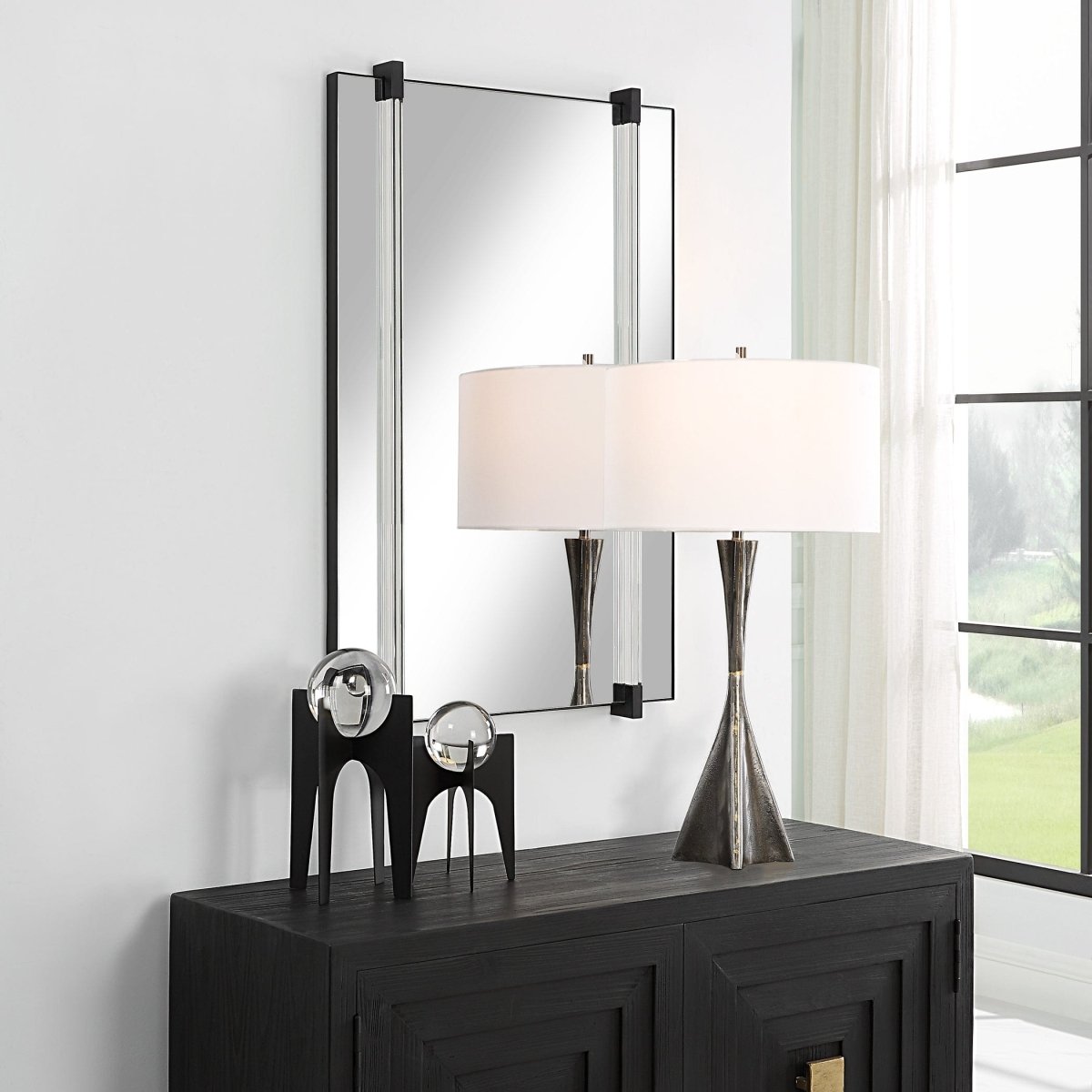 Ladonna Rods Mirror - Uttermost - Rectangular Mirrors by Modest Hut