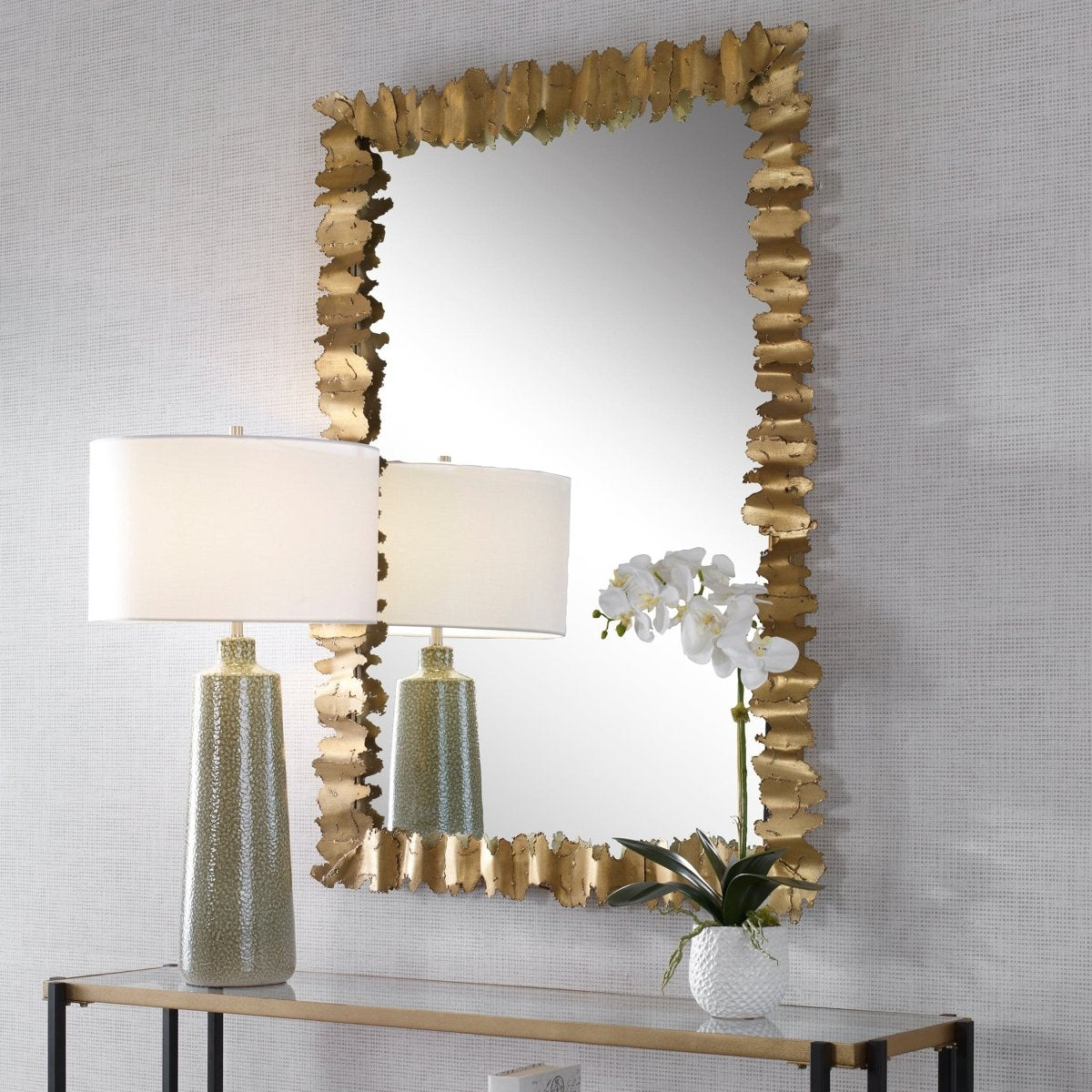 Lev Antique Gold Mirror - Uttermost - Rectangular Mirrors by Modest Hut