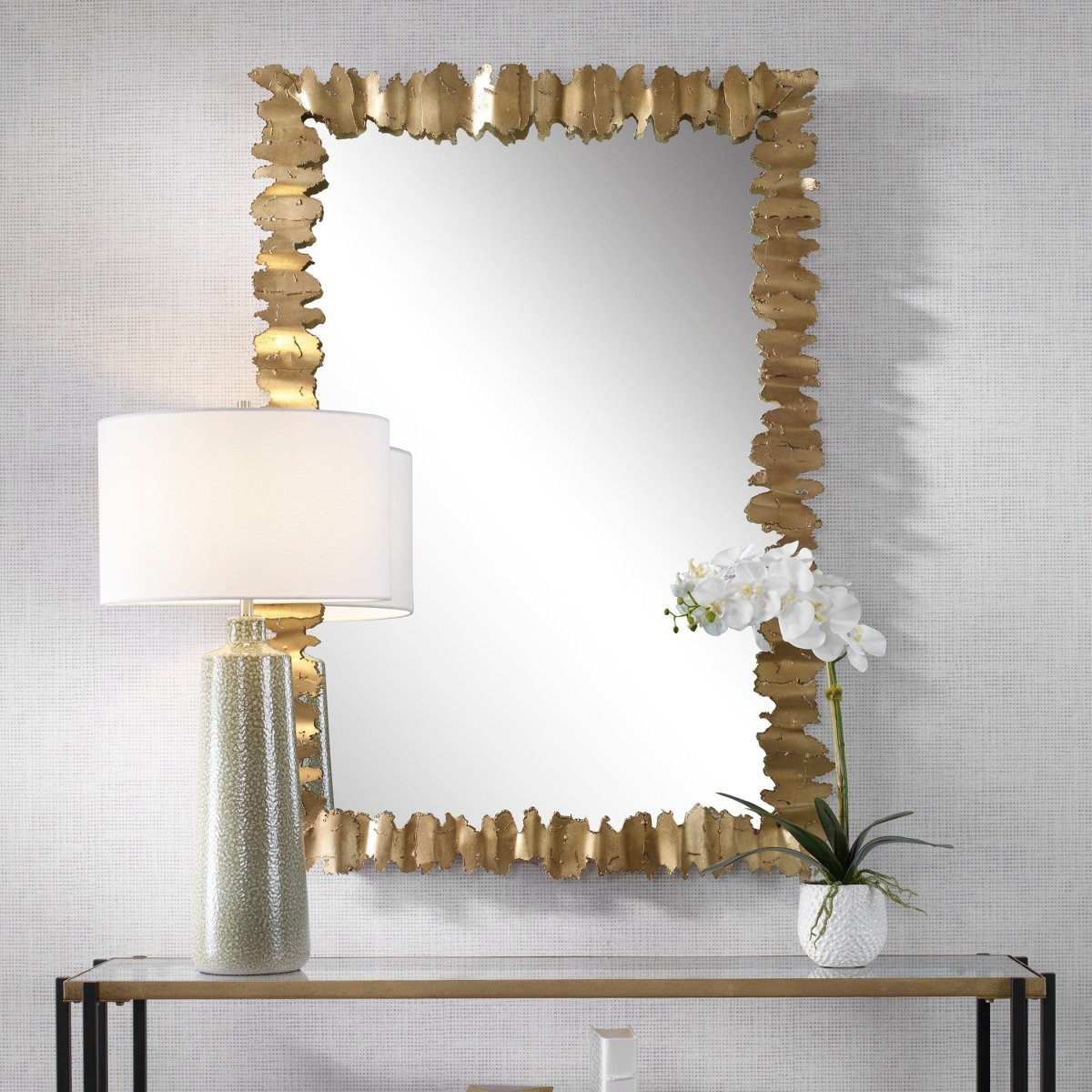 Lev Antique Gold Mirror - Uttermost - Rectangular Mirrors by Modest Hut