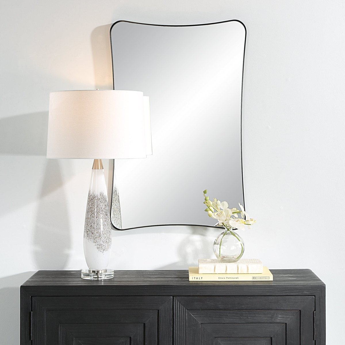 Loudon Black Vanity Mirror - Uttermost - Rectangular Mirrors by Modest Hut