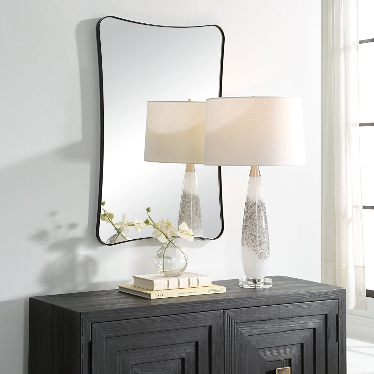 Loudon Black Vanity Mirror - Uttermost - Rectangular Mirrors by Modest Hut