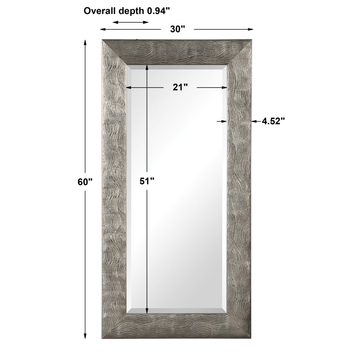 Maeona Metallic Silver Mirror - Uttermost - Rectangular Mirrors by Modest Hut