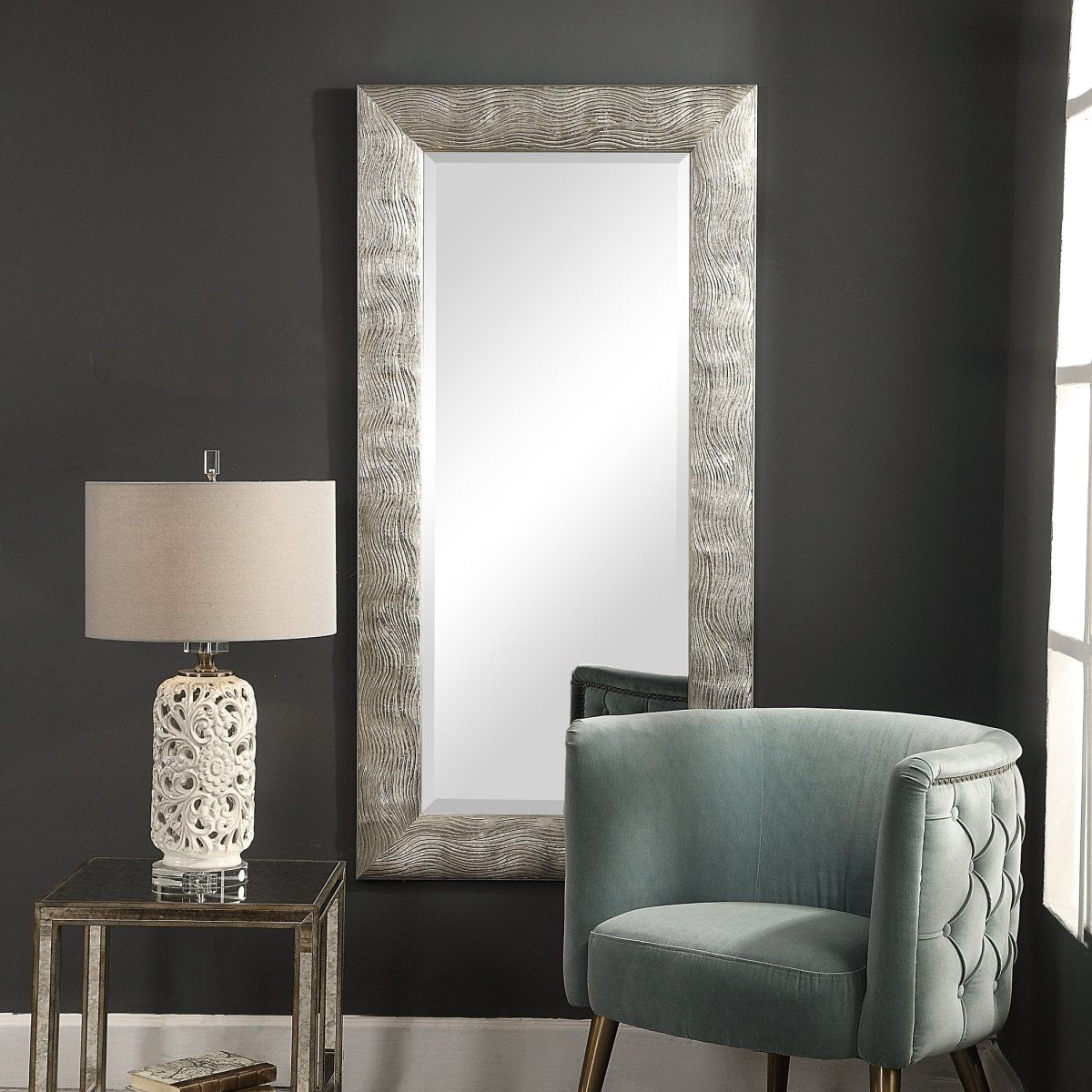 Maeona Metallic Silver Mirror - Uttermost - Rectangular Mirrors by Modest Hut