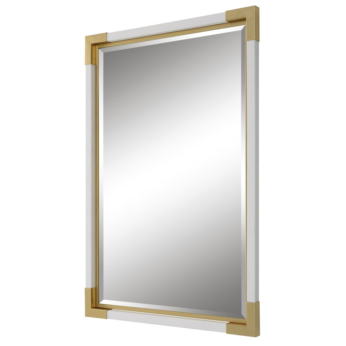 Malik White & Gold Mirror - Uttermost - Rectangular Mirrors by Modest Hut