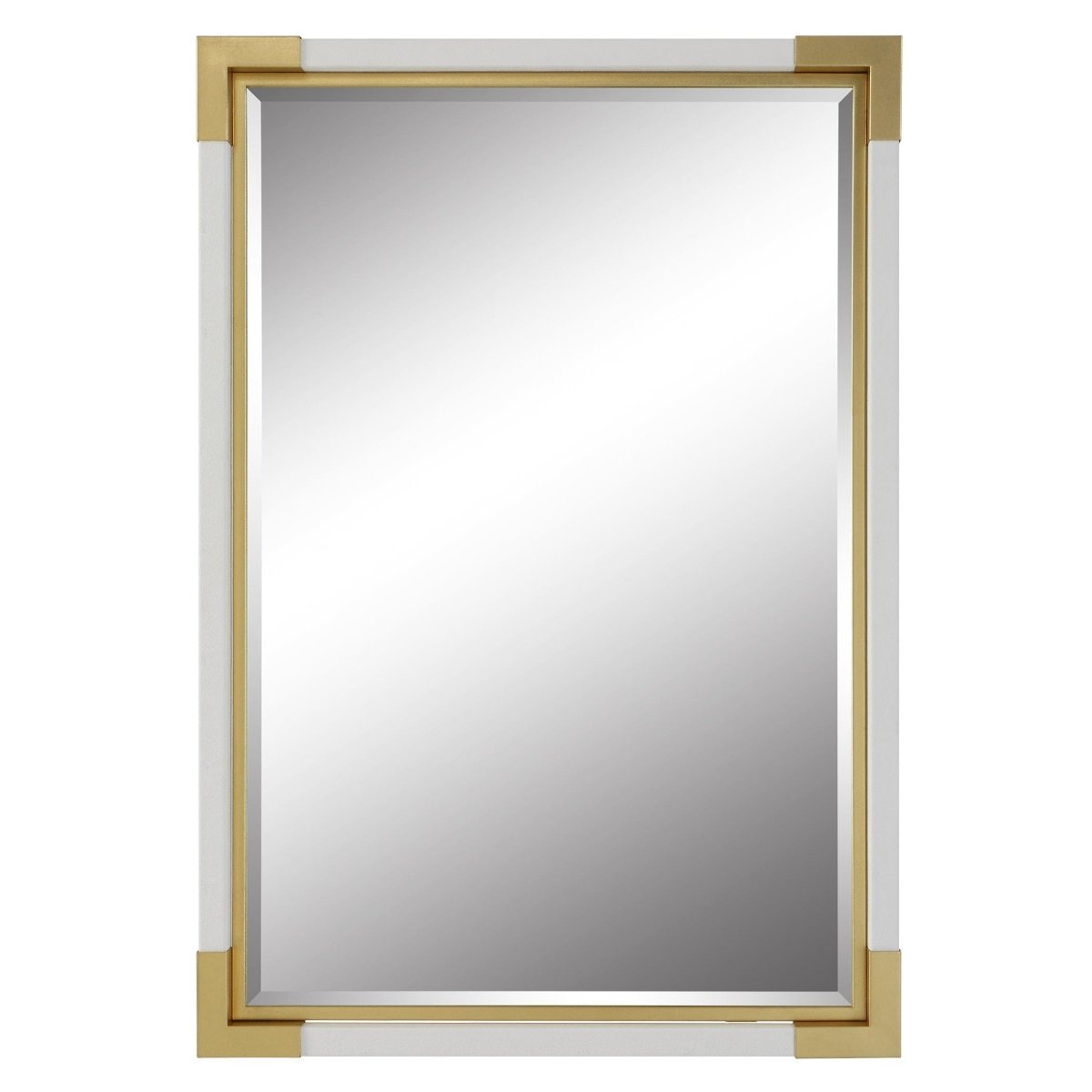 Malik White & Gold Mirror - Uttermost - Rectangular Mirrors by Modest Hut