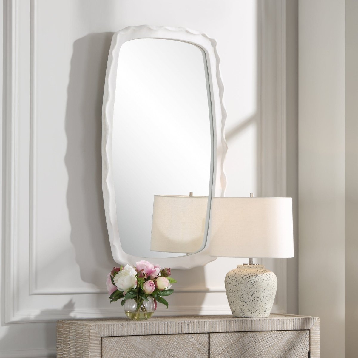 Marbella White Mirror - Uttermost - Rectangular Mirrors by Modest Hut