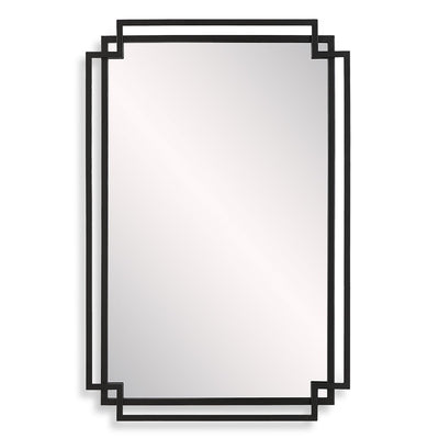 Matte Black Overlapping Frames Contemporary Mirror - Uttermost - Rectangular Mirrors by Modest Hut