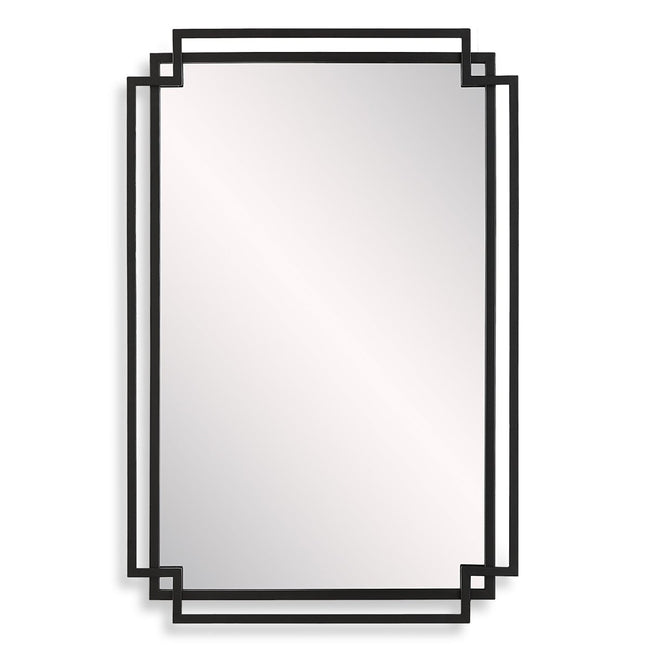 Matte Black Overlapping Frames Contemporary Mirror - Uttermost - Rectangular Mirrors by Modest Hut