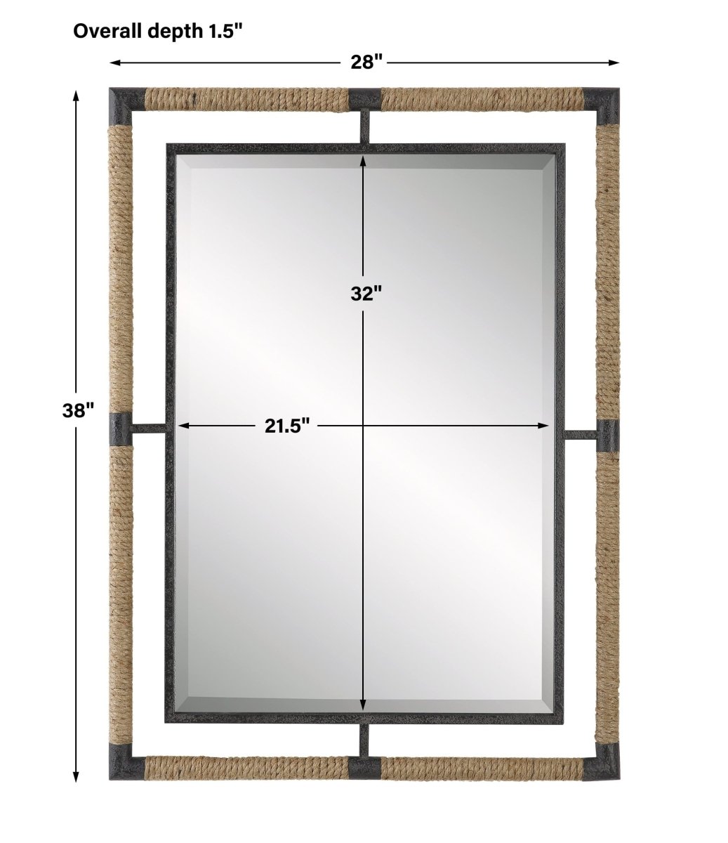 Melville Iron & Rope Mirror - Uttermost - Rectangular Mirrors by Modest Hut