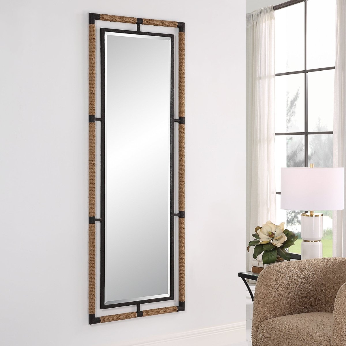 Melville Iron & Rope Tall Mirror - Uttermost - Rectangular Mirrors by Modest Hut