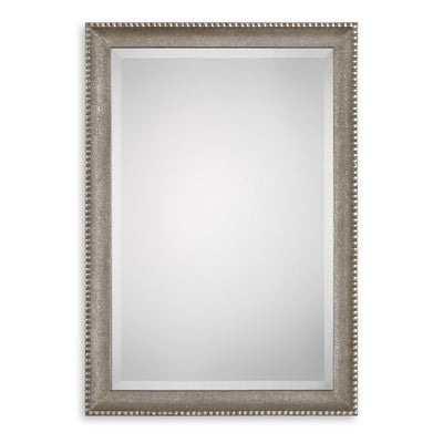 Metallic Silver Textured Sloped Frame Mirror - Uttermost - Rectangular Mirrors by Modest Hut