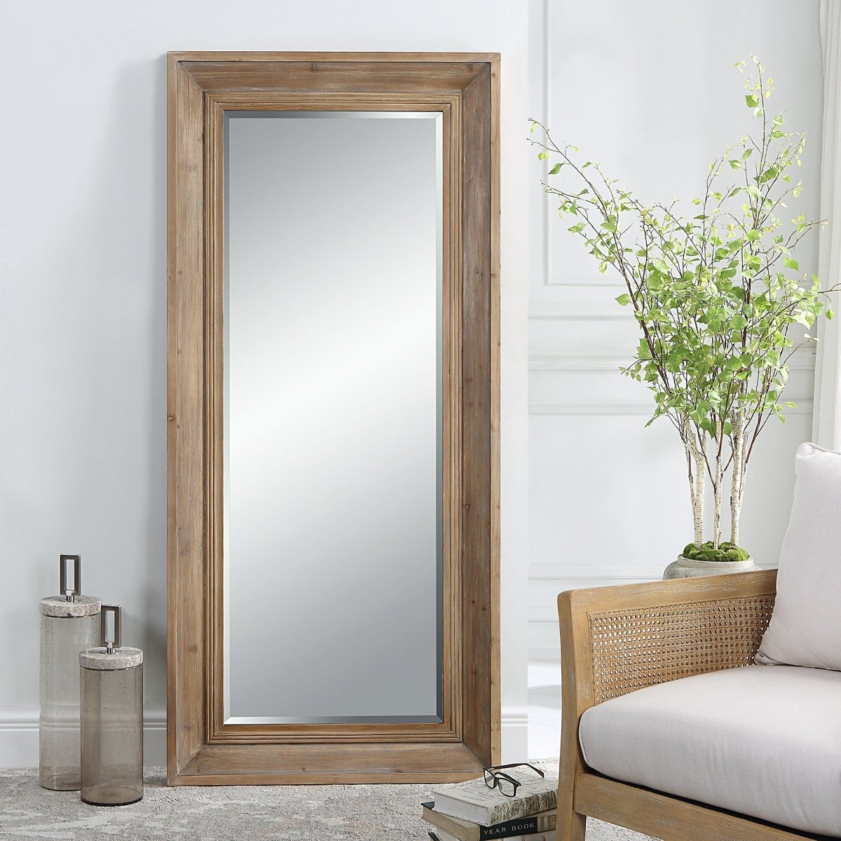 Missoula Large Natural Wood Mirror - Uttermost - Rectangular Mirrors by Modest Hut