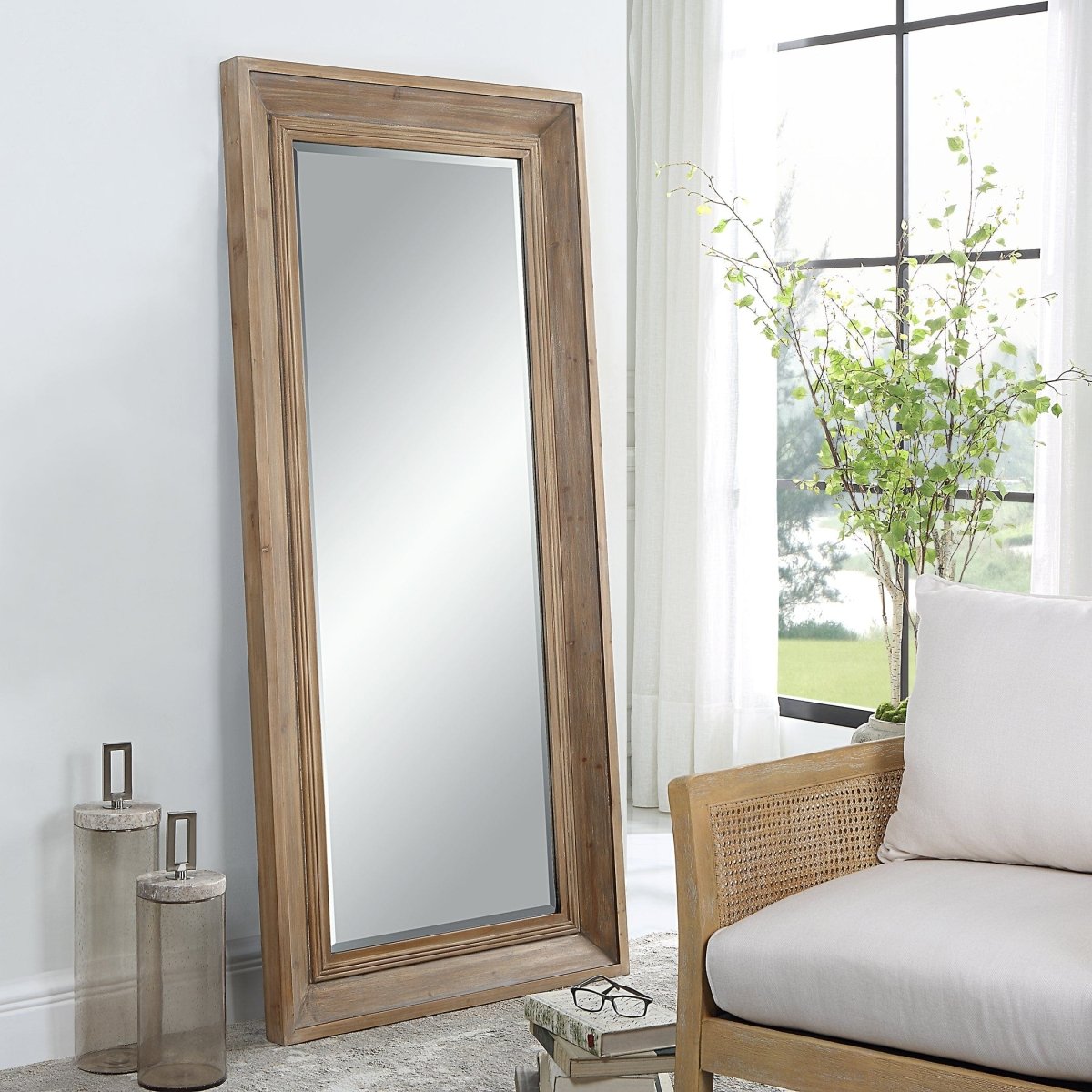 Missoula Large Natural Wood Mirror - Uttermost - Rectangular Mirrors by Modest Hut