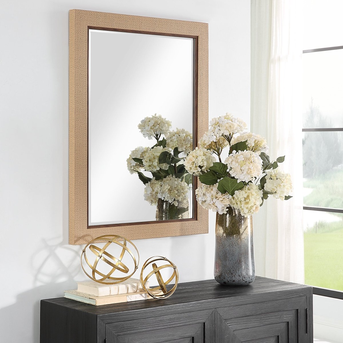 Natural Basket Weave Coastal Frame Mirror - Uttermost - Rectangular Mirrors by Modest Hut