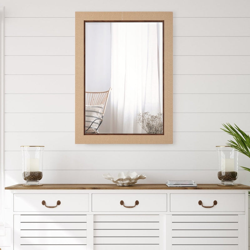 Natural Basket Weave Coastal Frame Mirror - Uttermost - Rectangular Mirrors by Modest Hut