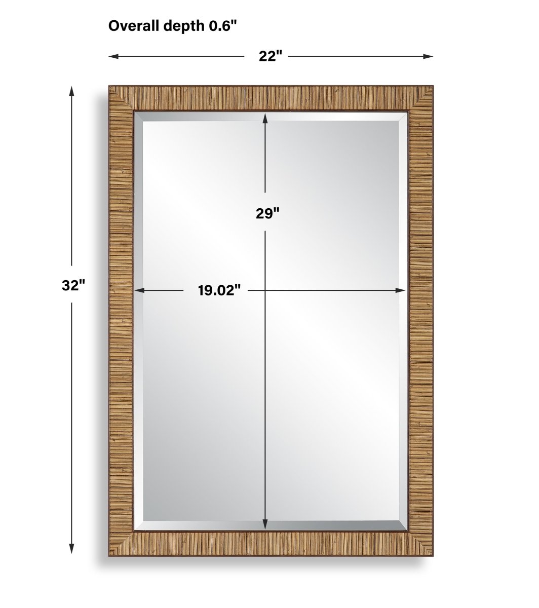 Natural Rattan Look Coastal Frame Mirror - Uttermost - Rectangular Mirrors by Modest Hut