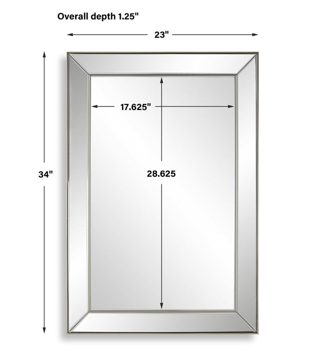 Nickel Rectangular Mirror with Thin Inner Edge - Uttermost - Rectangular Mirrors by Modest Hut