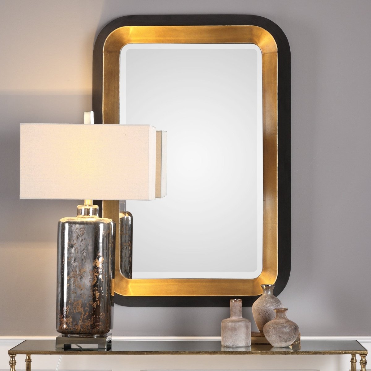 Niva Metallic Gold Wall Mirror - Uttermost - Rectangular Mirrors by Modest Hut