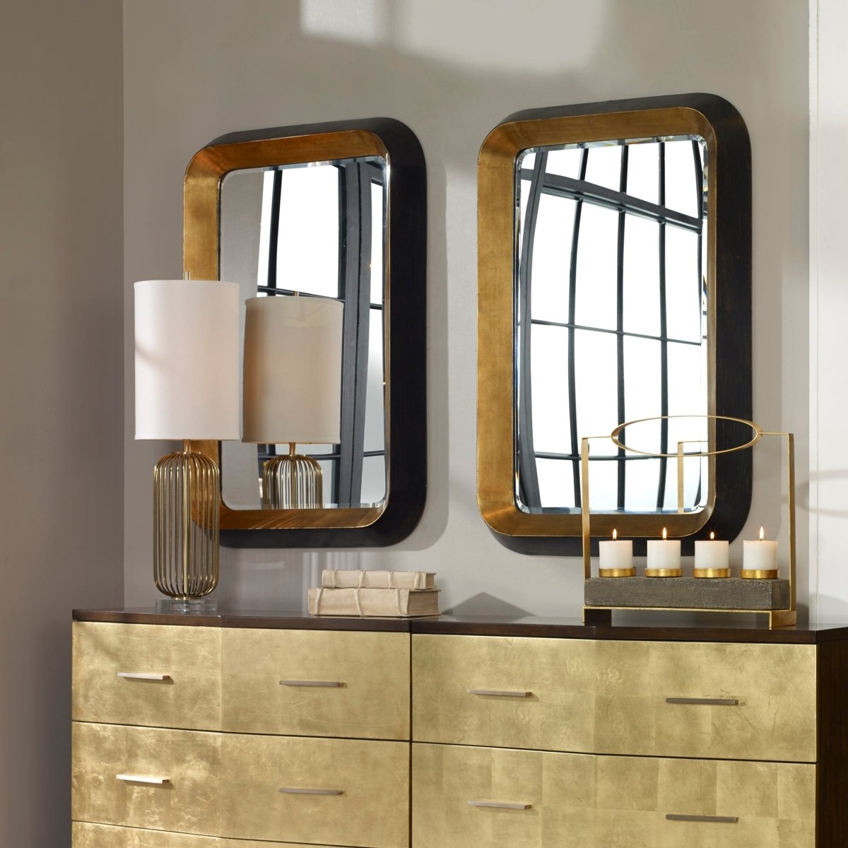 Niva Metallic Gold Wall Mirror - Uttermost - Rectangular Mirrors by Modest Hut