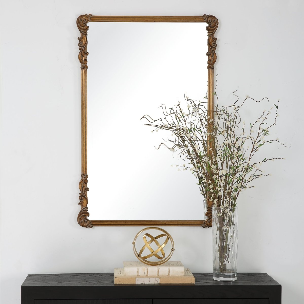 Old World Antique Gold Ornate Frame Mirror - Uttermost - Rectangular Mirrors by Modest Hut