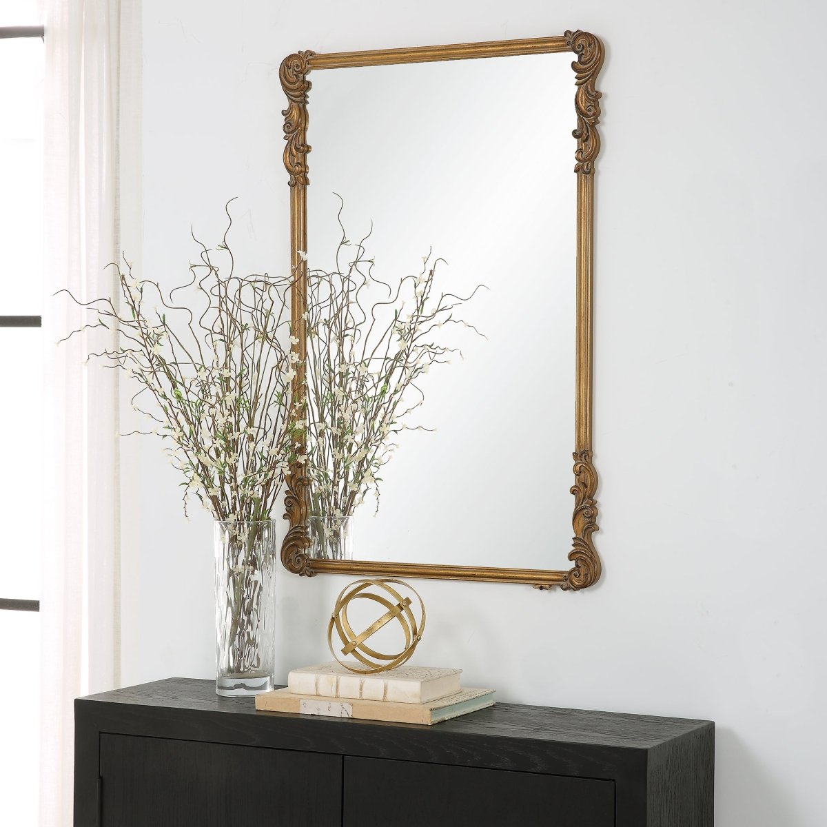 Old World Antique Gold Ornate Frame Mirror - Uttermost - Rectangular Mirrors by Modest Hut