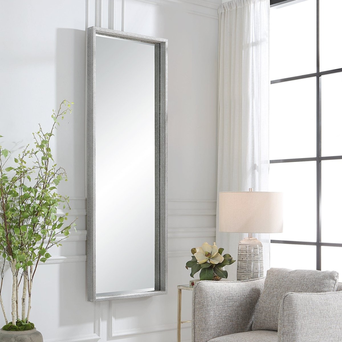 Omega Oversized Silver Mirror - Uttermost - Rectangular Mirrors by Modest Hut