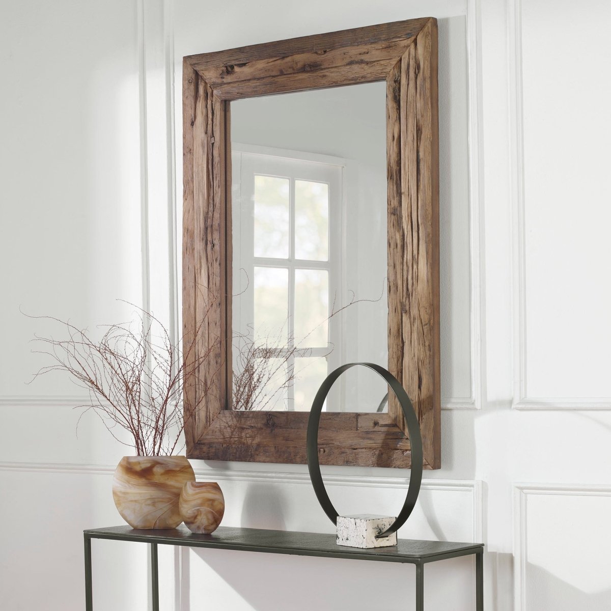 Rennick Rustic Wood Mirror - Uttermost - Rectangular Mirrors by Modest Hut