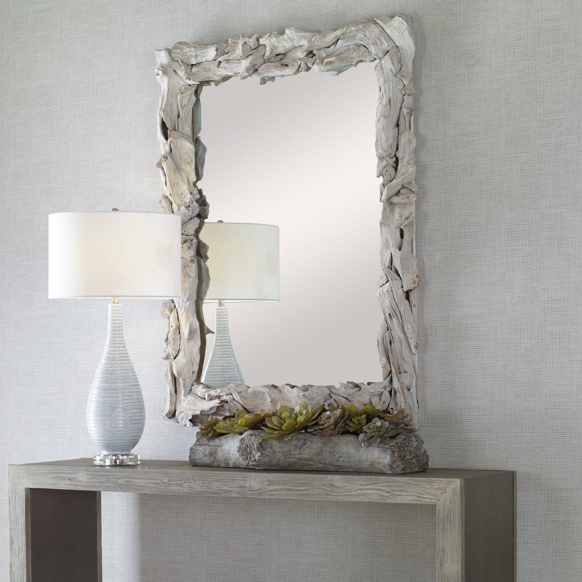 Rio Whitewash Teak Mirror - Uttermost - Rectangular Mirrors by Modest Hut