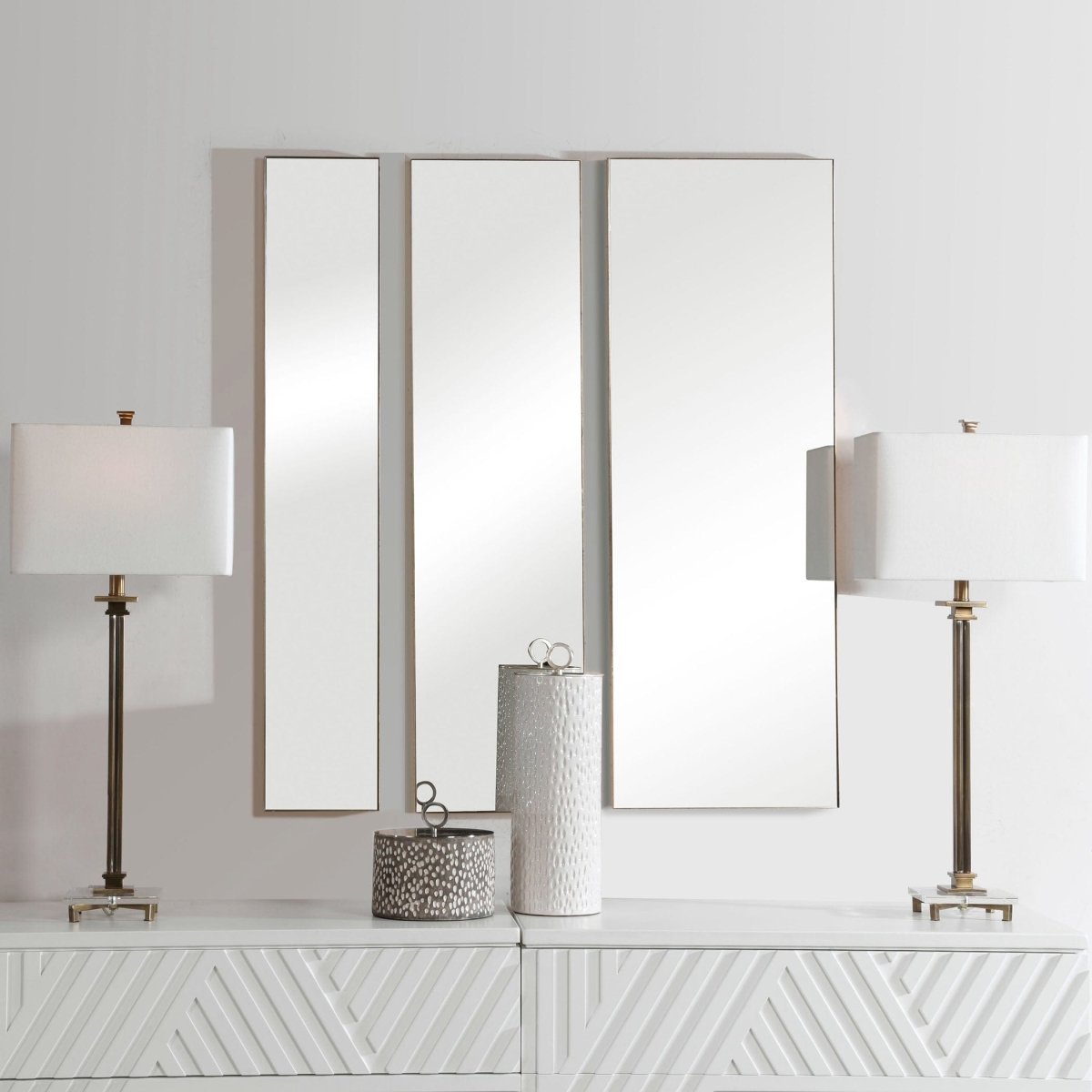 Rowling Gold Mirrors, S/3 - Uttermost - Rectangular Mirrors by Modest Hut