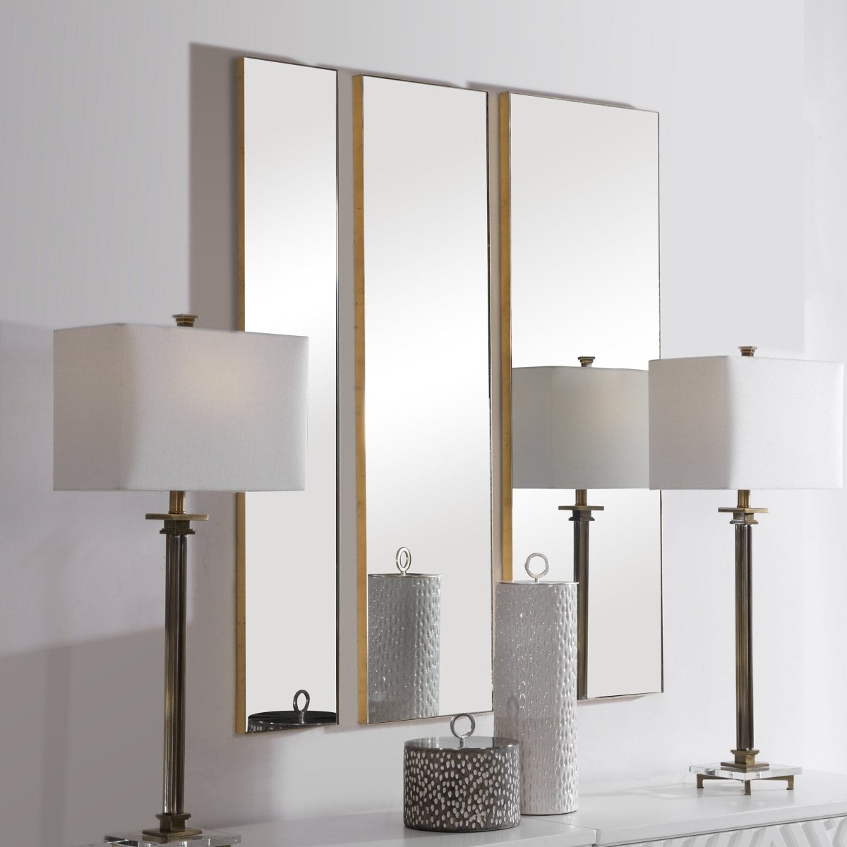 Rowling Gold Mirrors, S/3 - Uttermost - Rectangular Mirrors by Modest Hut